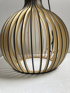Black White Wood Cage Pendant Light for Living Room