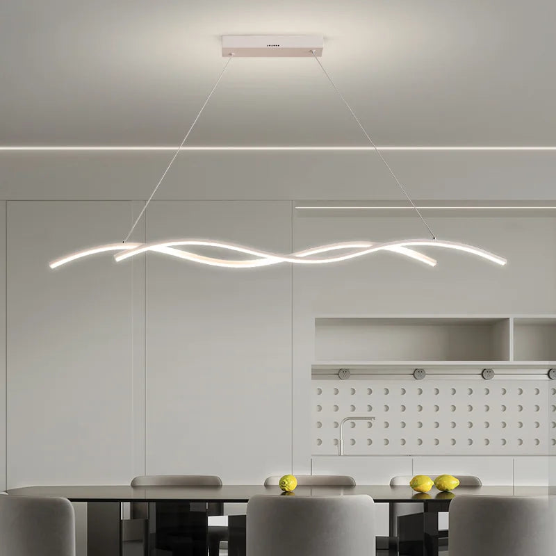 Wave LED Pendant Lights: Modern Chandeliers for Dining Room, Bar, and Home Decor