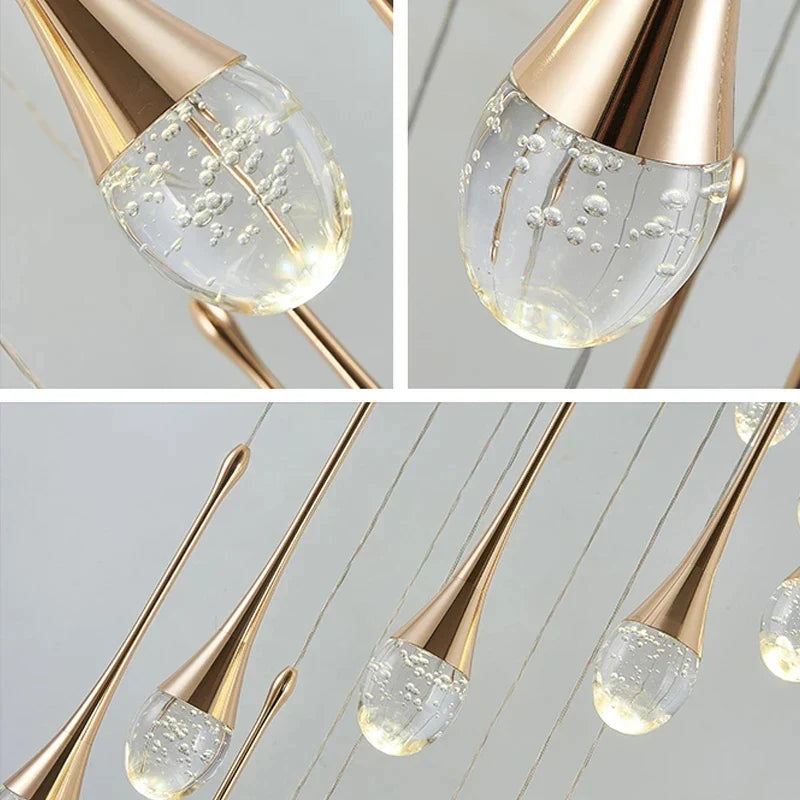 Crystal LED Chandeliers: Luxury Long Staircase Hanging Lights for Living Room Lobby