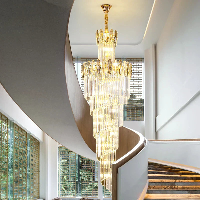Crystal Chandelier: Modern Minimalist Duplex Living Room Luxury Light