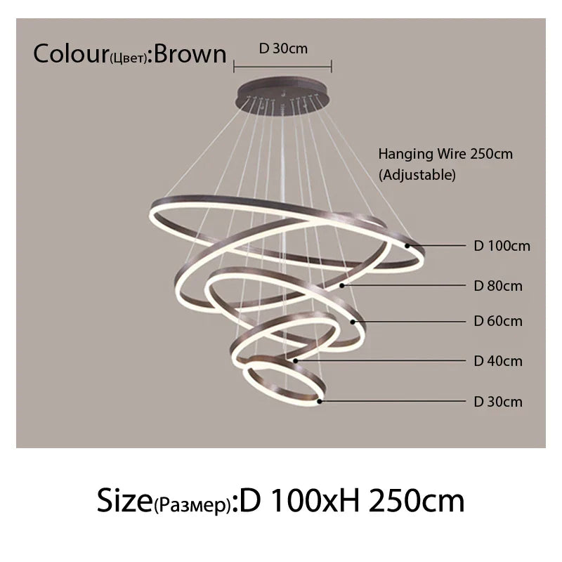 Sophisticated Duplex Living Room Chandelier & LED Circles Lighting Fixtures