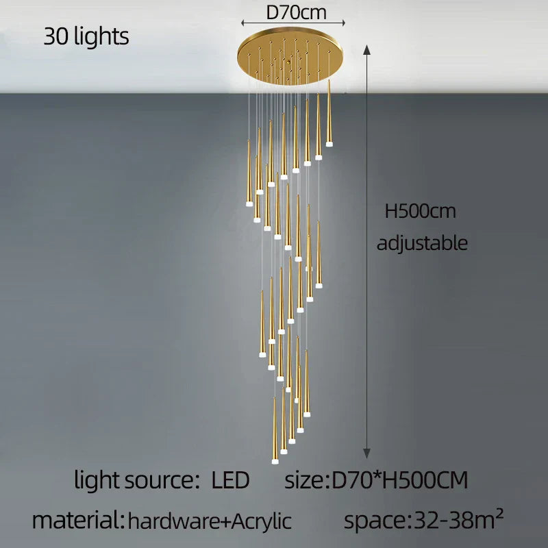 Modern LED Tapered Chandelier for Living Room, Kitchen, and Hall