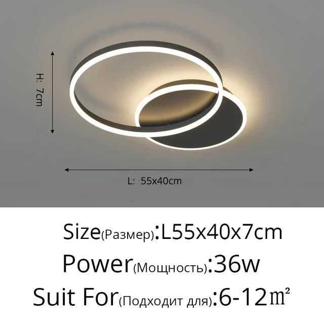 Aluminum Circle LED Chandelier Ceiling Light for Bedroom Living Room Kitchen