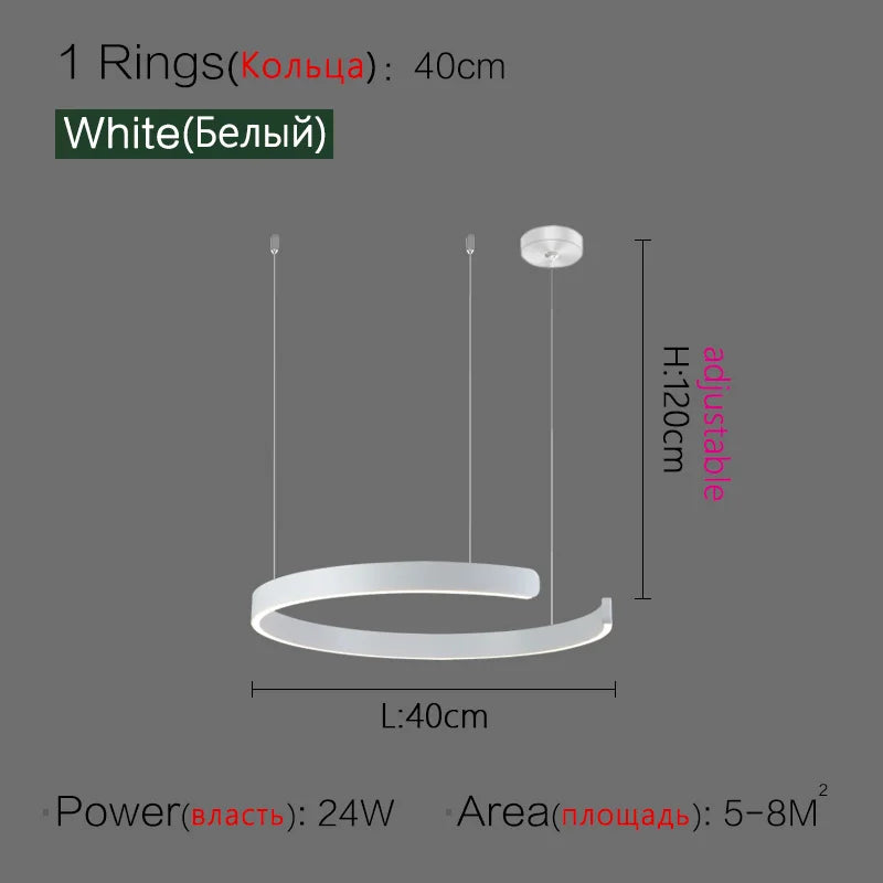 Modern Nordic Ring Chandelier LED Round Ceiling Light Pendant Lamps