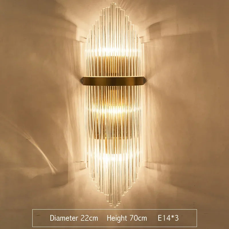 Crystal Gold LED Wall Sconce for Bedroom Living Room Home Decoration