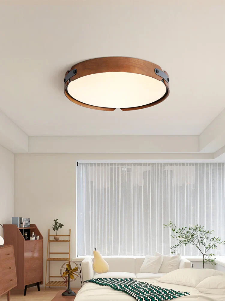 Walnut Round Ceiling Lamp by - Modern Japanese Nordic Bedroom Dining Room Lighting