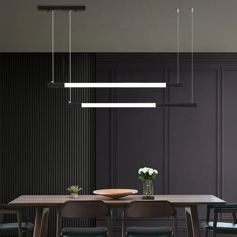 Modern LED Black/Gold Bar Chandelier Horizontal Pendant Light