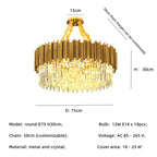 Gold Crystal Chandelier: Modern Luxury LED Pendant Lights for Living, Dining, Bedroom Decor