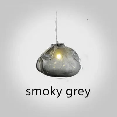 Smoky Grey Glass Pendant Light: Artistic Hanging Lamp for Stylish Decor.