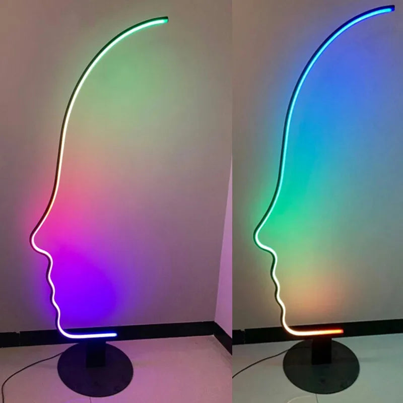 Modern Human Face Art Floor Lamp: Creative Nordic Design for Living Room, Bedroom.