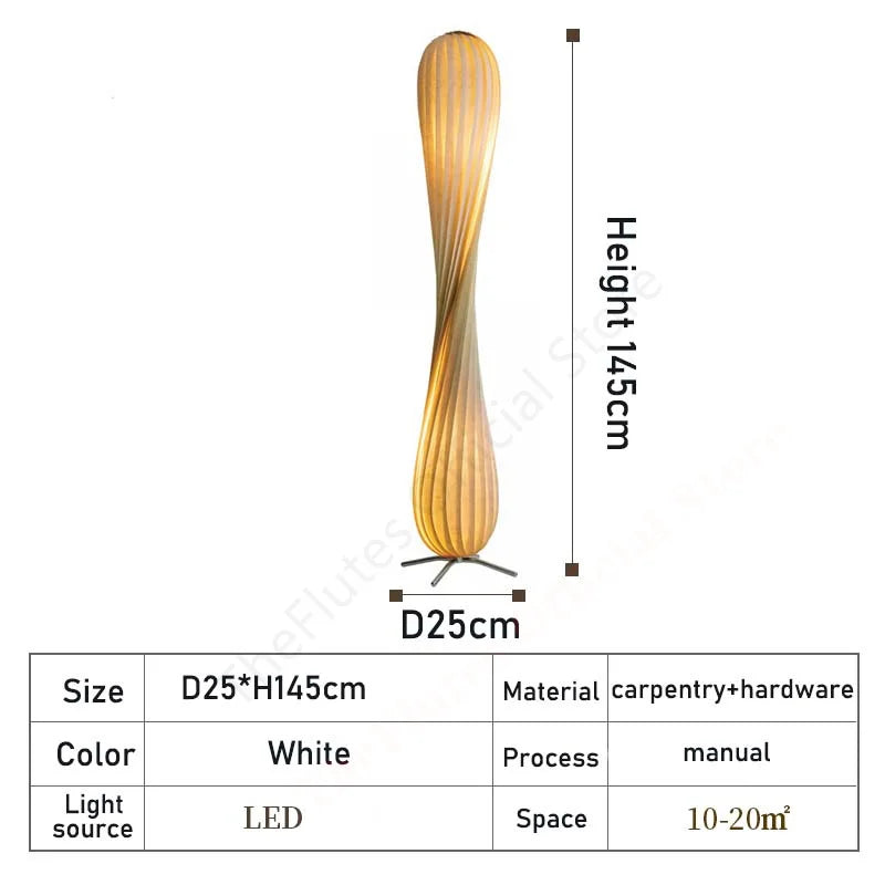 Wabi Sabi Wooden Floor Lamp for Retro Simple Home Art