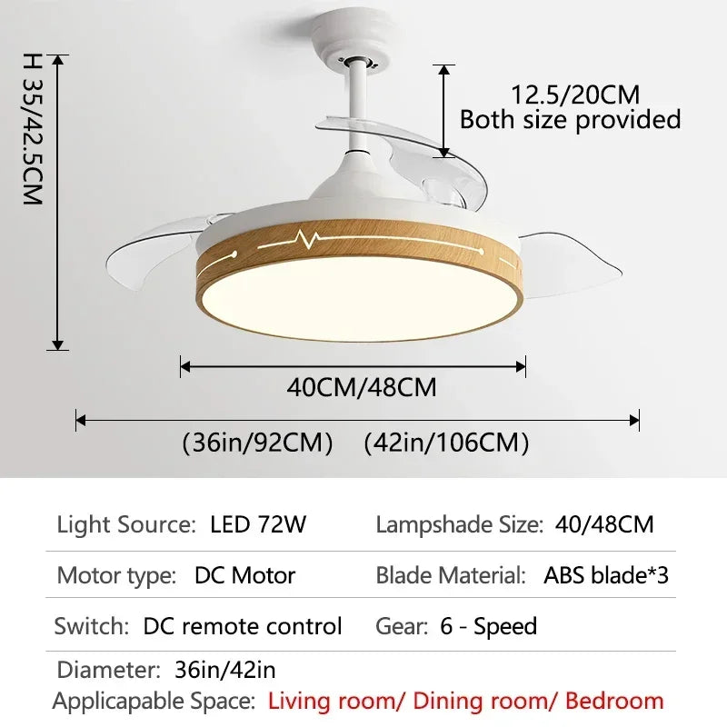 DC Motor Ceiling Fan Light with Control for Bedroom, Living Room & Restaurant.