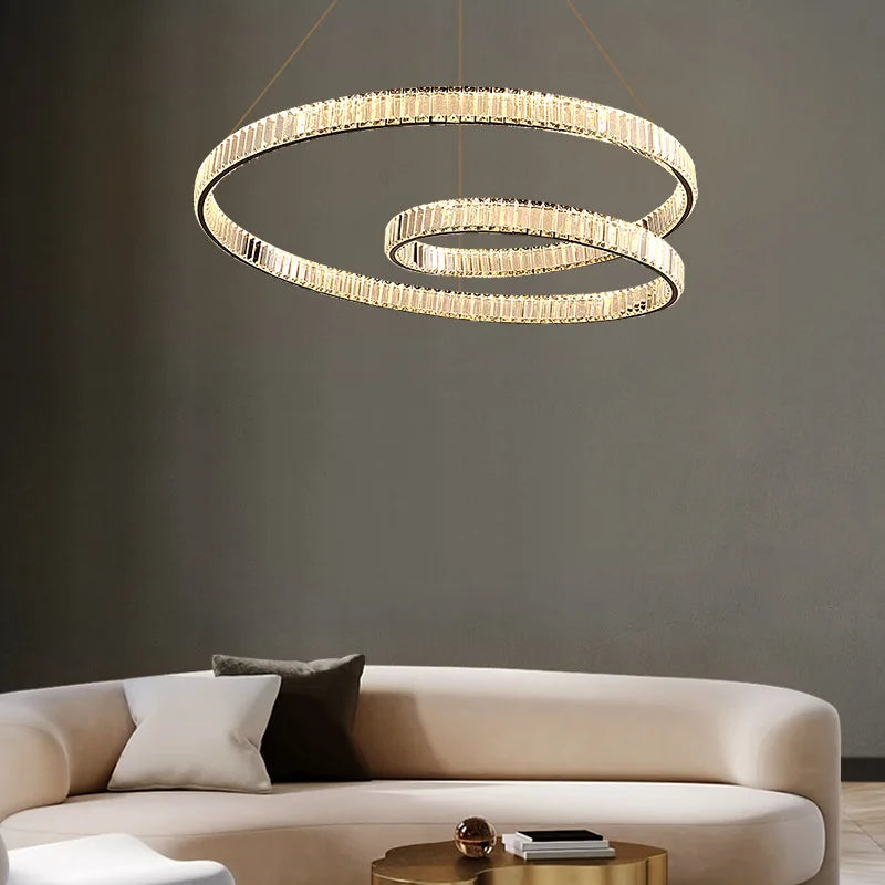 Crystal Chandelier LED Light Fixture, Luxury Decor Hanging Lamp, Modern Home Lighting