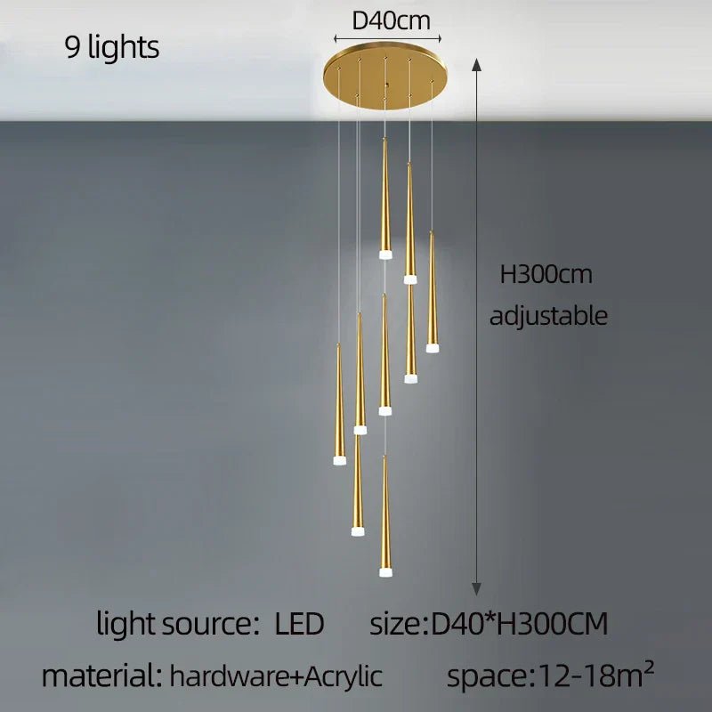 Modern LED Tapered Chandelier for Living Room, Kitchen, and Hall