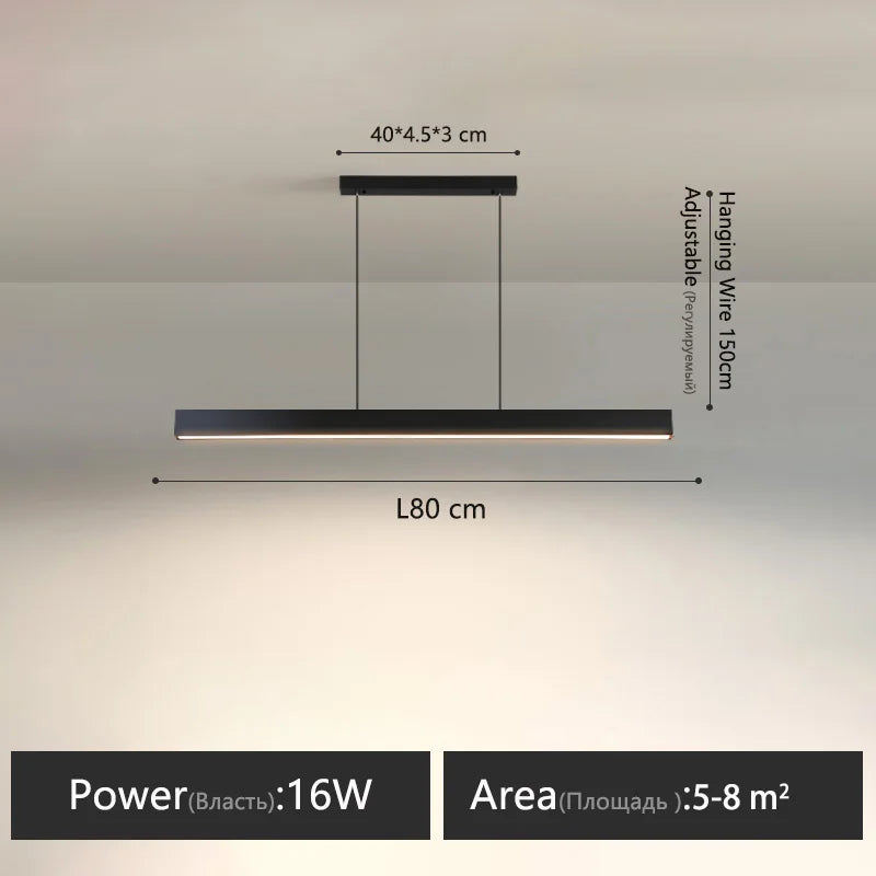 Modern Linear LED Chandelier Pendant Lights for Dining Table Kitchen Bar