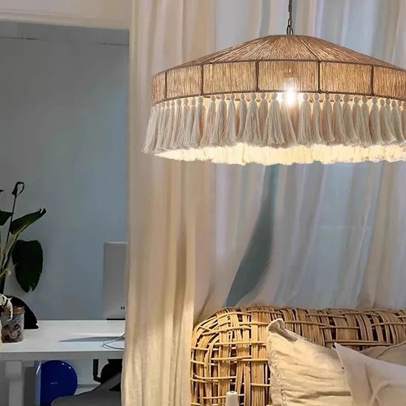 Bohemian Tassel Chandelier: Handmade Nordic Pendant Lamp for Bedroom, Living Room, Kitchen