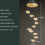 Ostrich Feather Glass Chandelier Lighting for Modern Staircase and Home Decor