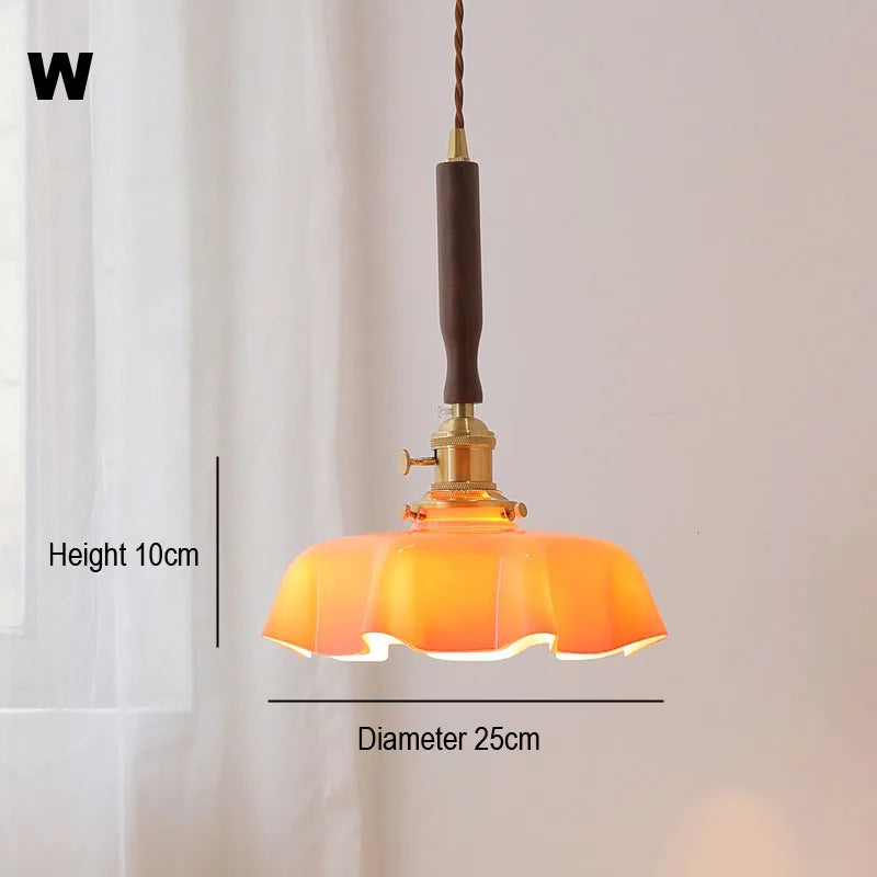 Nordic Wooden Glass Pendant Chandelier for Bedroom Living Dining Room