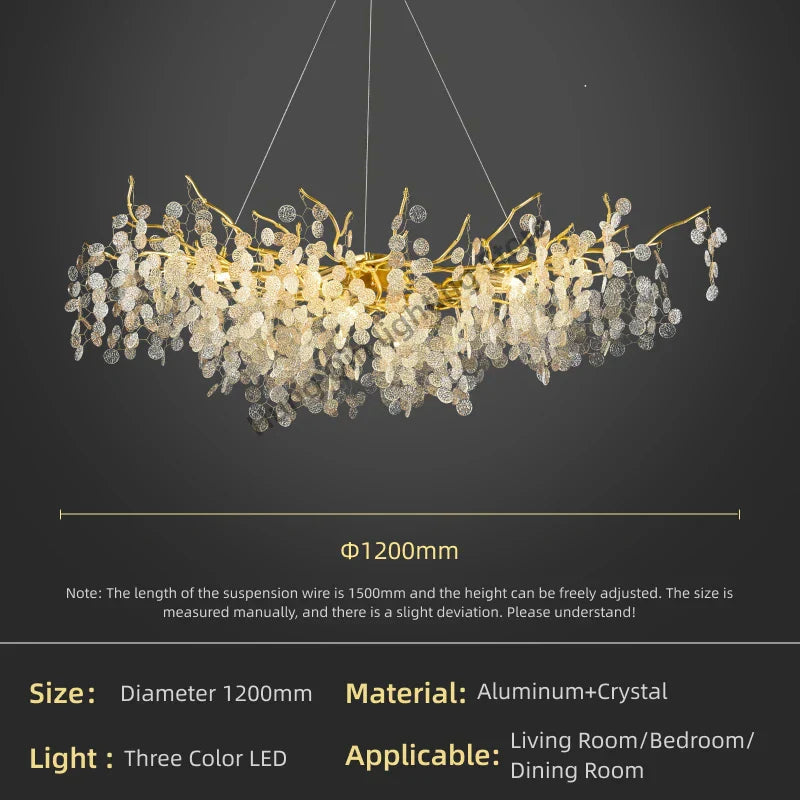 Luxury Crystal Chandelier Pendant Light Modern LED for Living Room Bedroom Restaurant