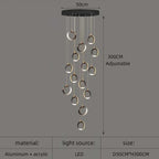 Aluminum LED Chandelier: Luxury Crystal Round Hanging Lamps for Staircase and Attic