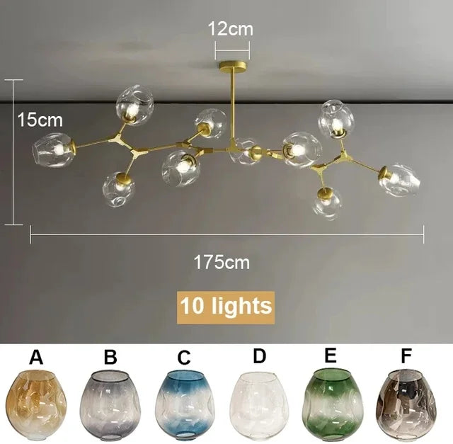 Molecular Design Glass Chandelier Ceiling Pendant for Luxury Living & Dining Rooms