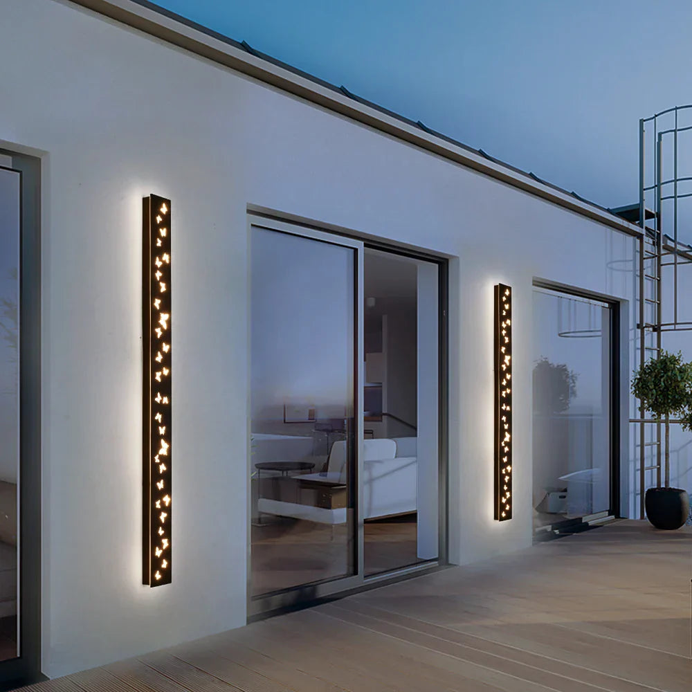 Butterfly Pattern LED Outdoor Wall Sconce Black, Garage Yard Decor Lighting