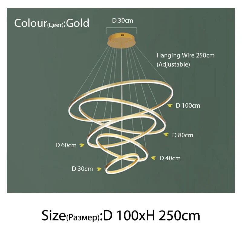 Sophisticated Duplex Living Room Chandelier & LED Circles Lighting Fixtures