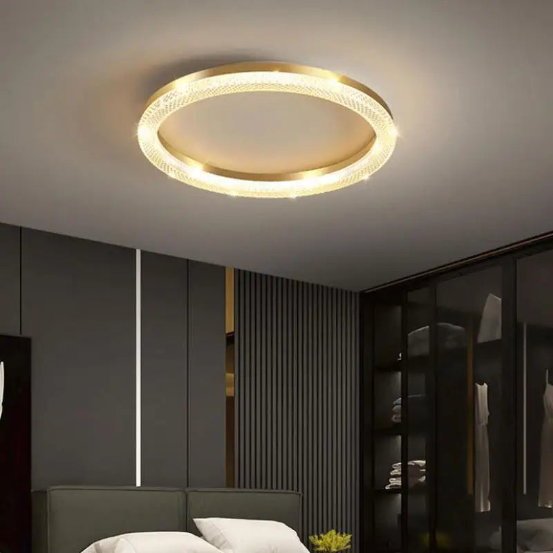 Modern Luxury Gold Ceiling Lamp: Circular Ring LED Light for Bedroom, Dining, Kitchen