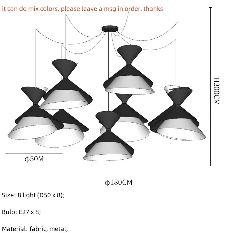 Modern Minimal Fabric LED Pendant Speaker Lights Bar Dining Room Hanging Lamp