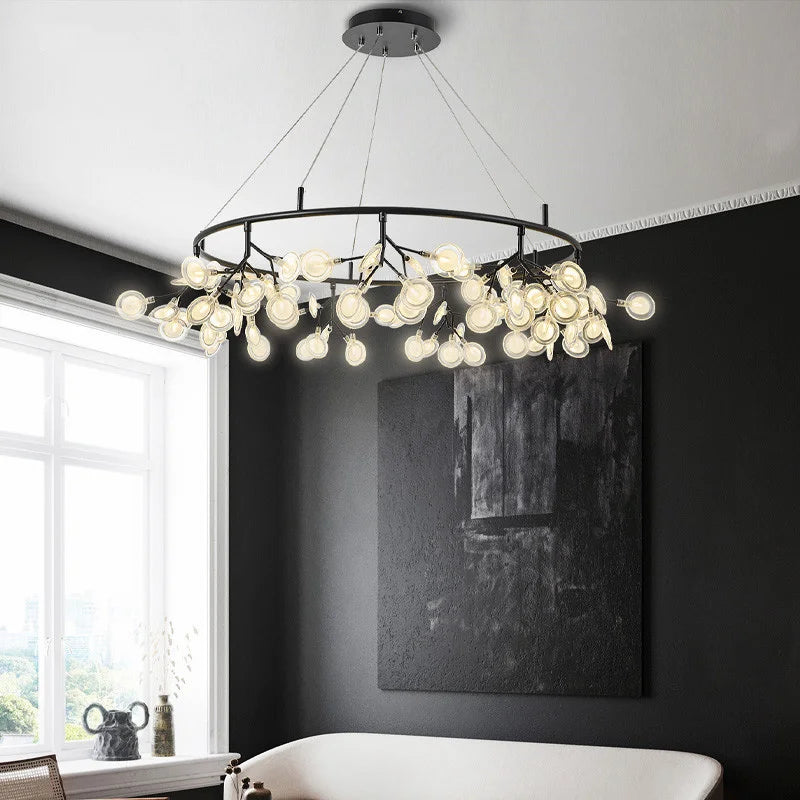 Firefly Nordic Hanging Chandelier, Modern Round Living Room Romantic Lamp