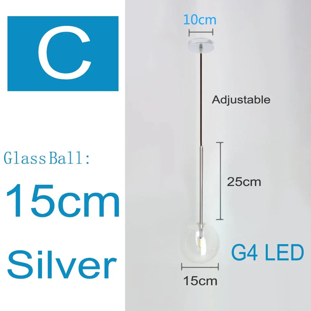 Clear Glass Chandelier Pendant Light Vintage Nordic Glass Ball Hanging Lamp