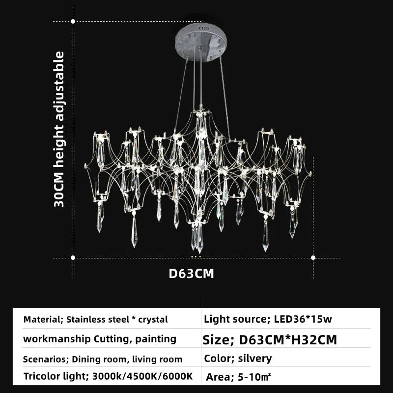 Crystal Chandelier Ceiling Pendant Light for Living Dining Bedroom Home Lighting