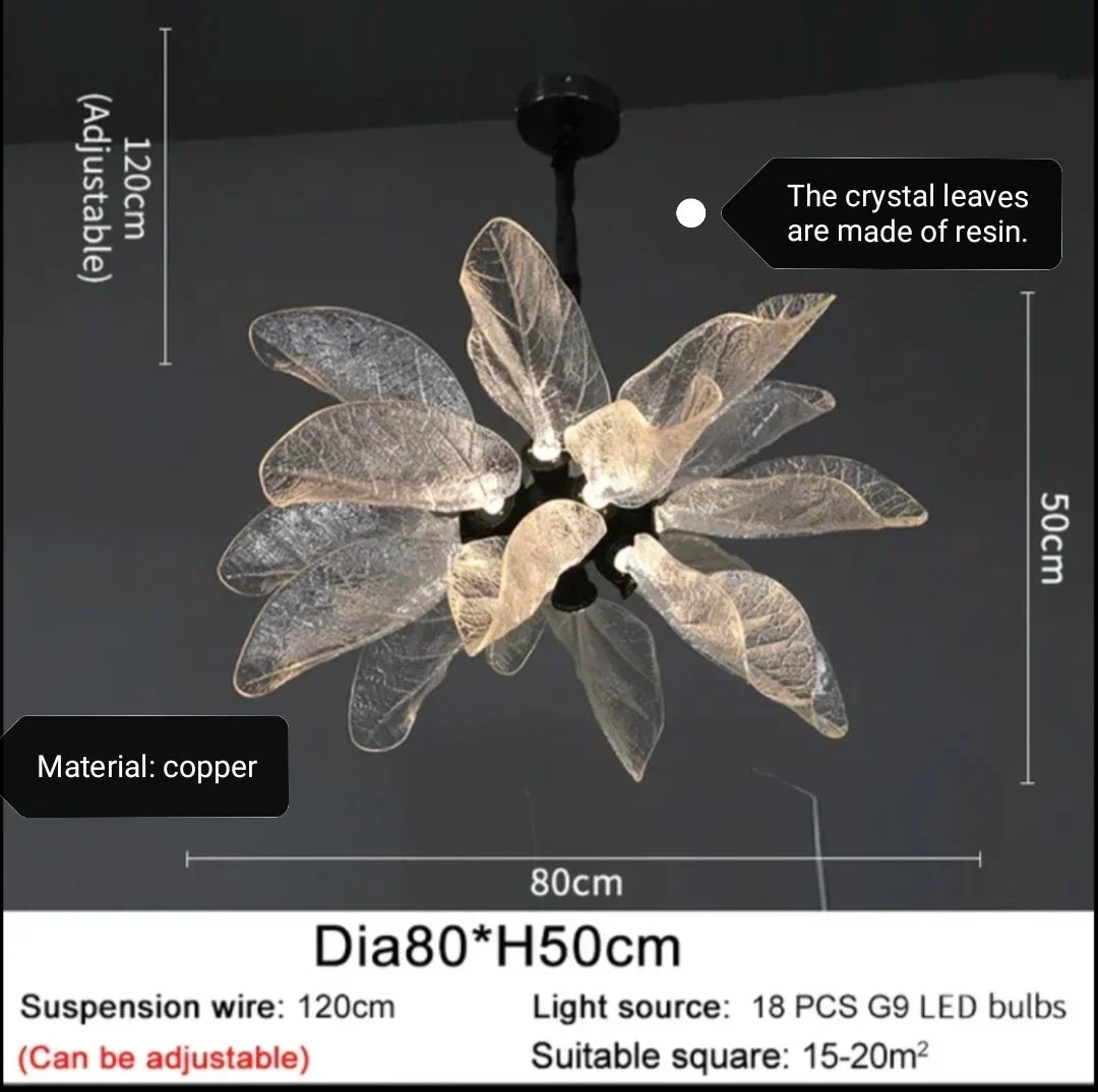 Elegant Copper Chandelier Light for Kitchen Dining Living Room - Modern Luxury Crystal Lamp