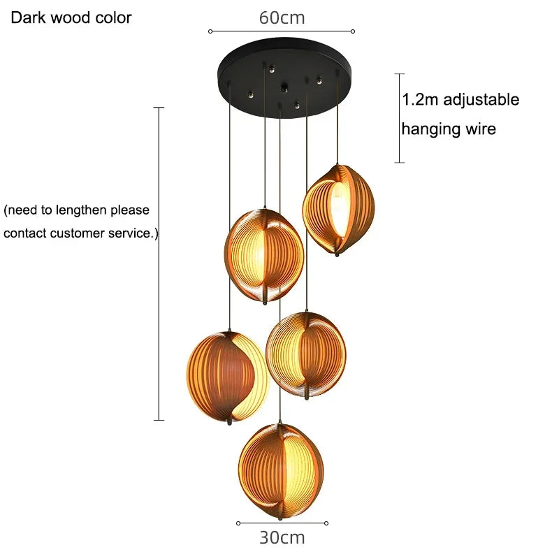 Wabi Sabi Wooden LED Pendant Lights for Home Decor and Lighting