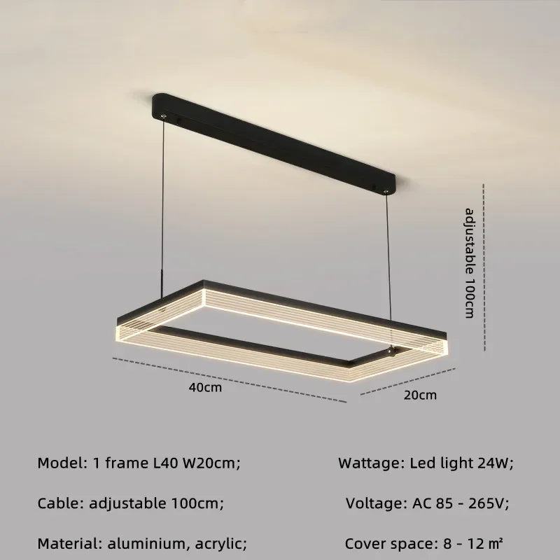 Minimalist Rectangle Acrylic LED Pendant Light - Nordic Design, Dimmable, Modern Hanging Lamp