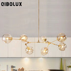 Nordic Glass Pendant Chandelier in Black Gold for Living Room, Bedroom, Dining Room