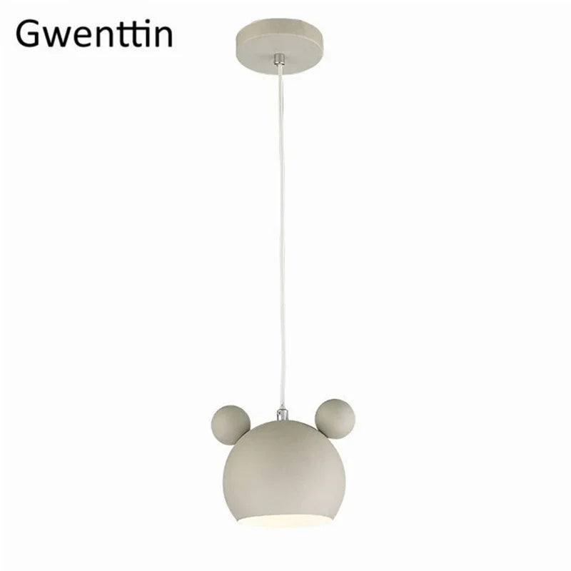 Cartoon Mouse Pendant Light: Nordic Iron Hanging Lamp for Children's Room, LED Lighting Fixtures