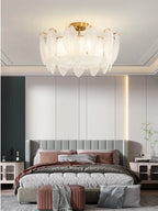 Glass Feather Chandelier: Luxury Art Decor for Living Dining Room