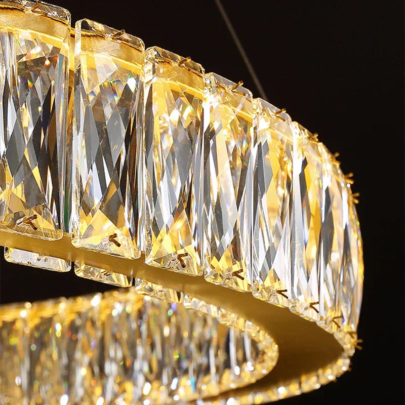 Round Crystal Ceiling Chandelier for Kitchen Dining Room LED Lighting Fixtures
