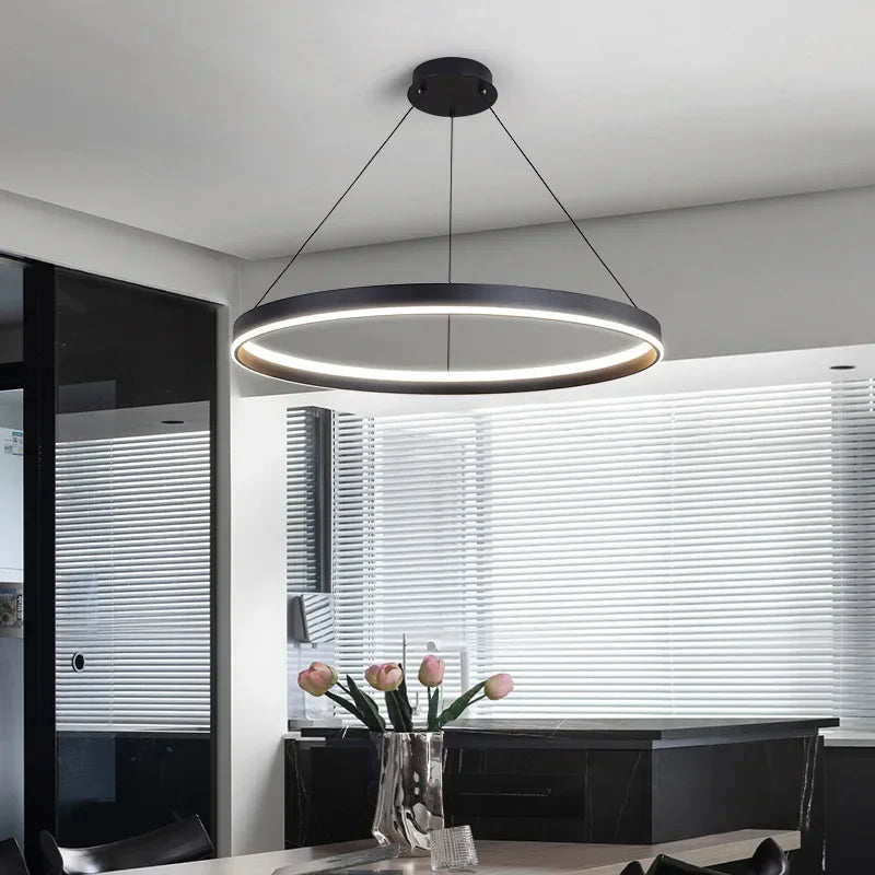Round Ring LED Chandelier for Modern Minimalist Home and Office Decor
