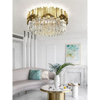 Gold Crystal Ceiling Lamp: Modern LED Lighting Fixtures for Luxurious Living Rooms.