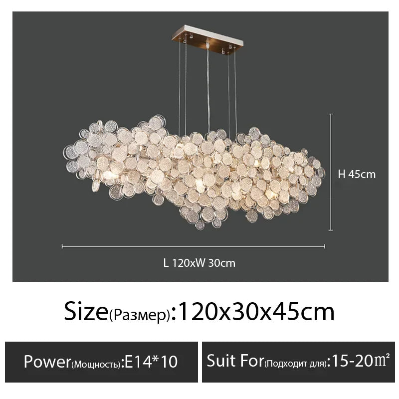 Glass Led Chandelier: Modern Luxury Designer Pendant Lights for Living Room, Bedroom, Study