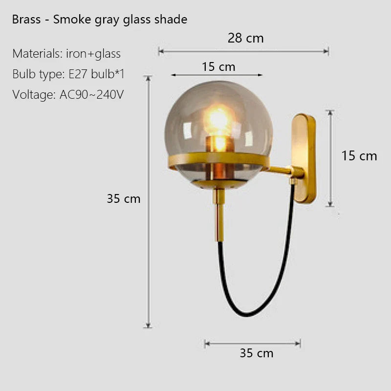 Glass Shade Wall Sconce Lamps for Hotel Bedroom LED Lights