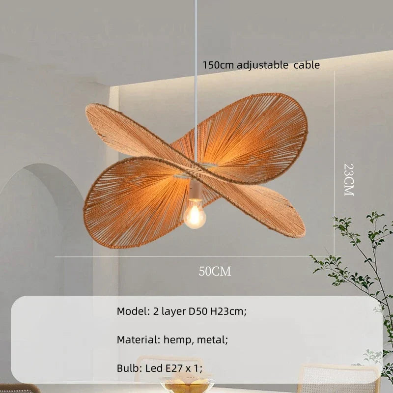 Hemp Pendant Lights: Wabi Sabi LED Indoor Lighting Fixtures