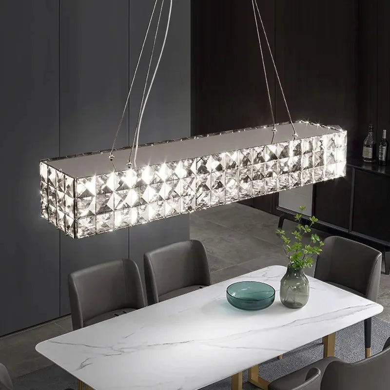 Crystal LED Chandelier: Modern Luxury Chrome Steel & Clear K9 Crystal Lighting