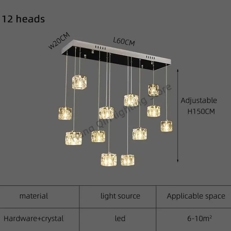 Crystal Chandelier Pendant Light for Modern Indoor Dining and Kitchen Lighting