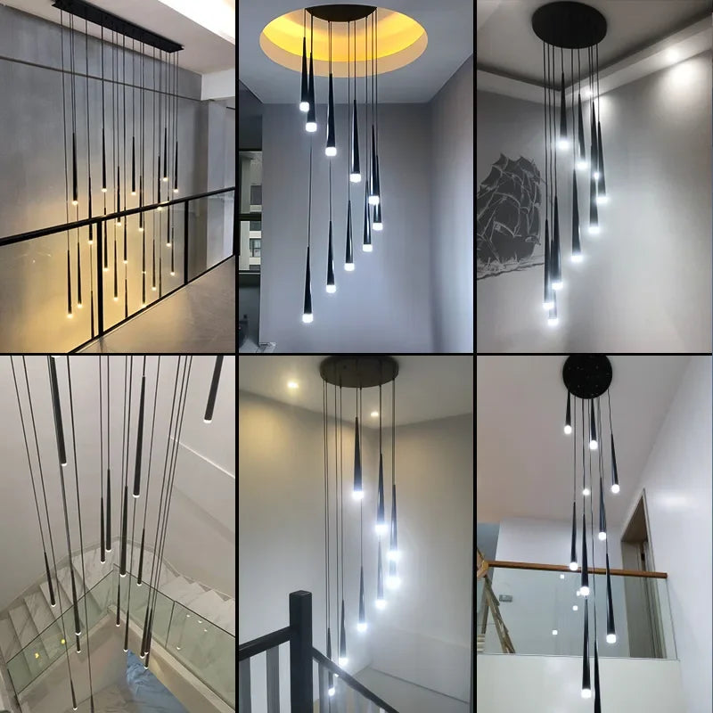 Modern Led Stair Chandelier for Duplex Apartment Bedroom and Restaurant Bar