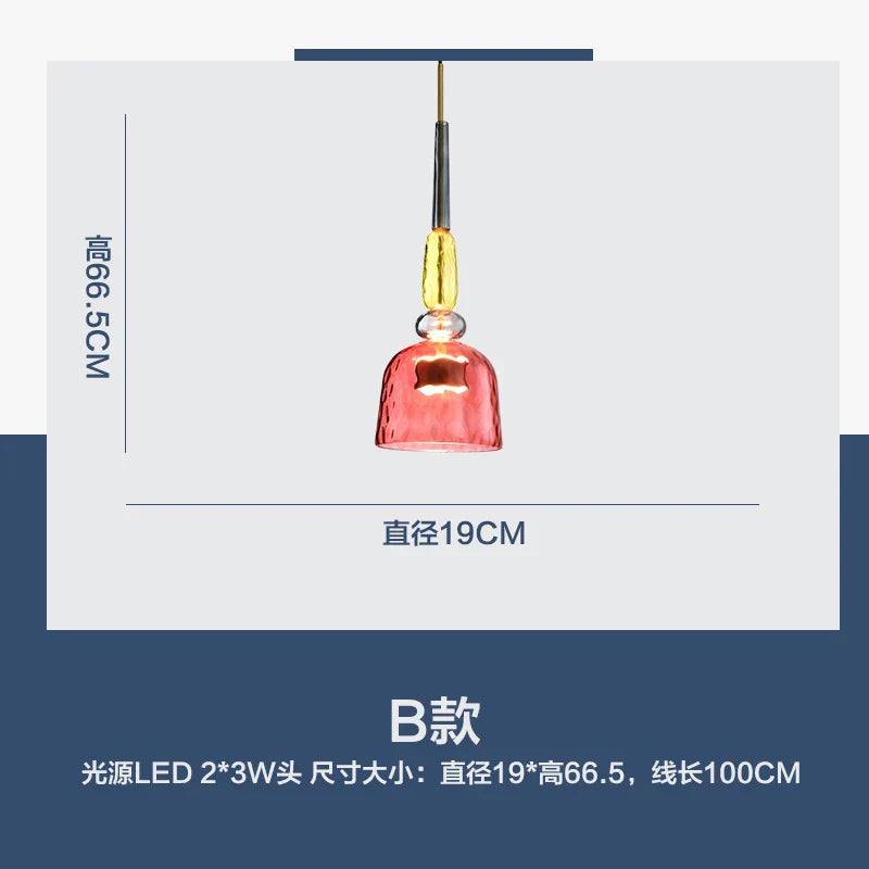 Nordic Glass Candy Pendant Lights for Living Room Bedroom Children Decor