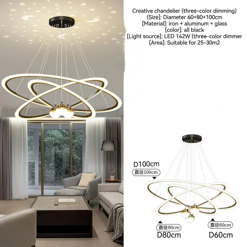 Modern Nordic Indoor LED Starry Sky Ceiling Chandelier