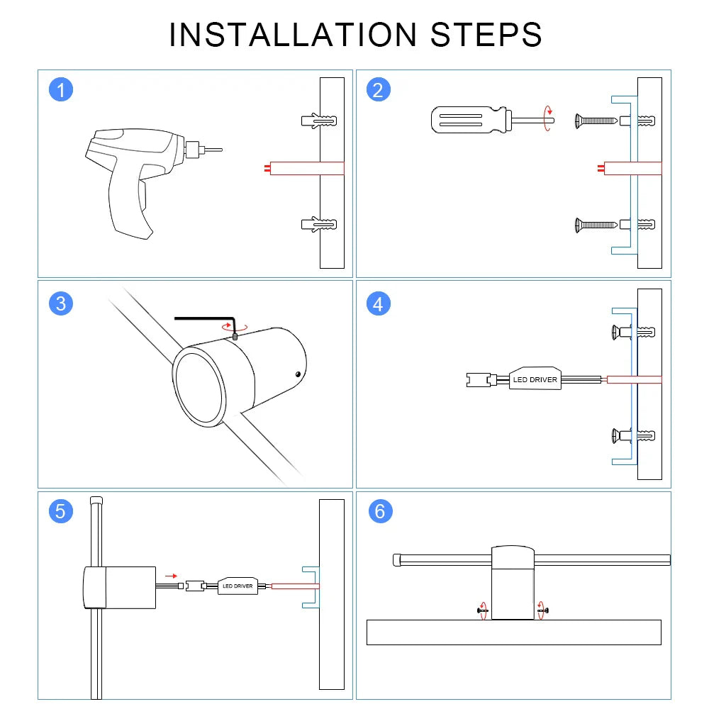 Modern LED Wall Lamp with Touch Switch, 350° Rotation for Bedroom and Living Room